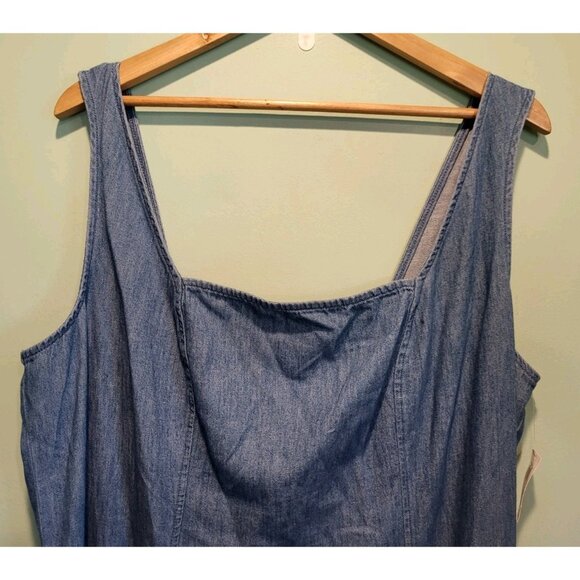New Old Navy Lightweight Denim Sleeveless Minimalist Midi Dress Sz 2X - Picture 2 of 8